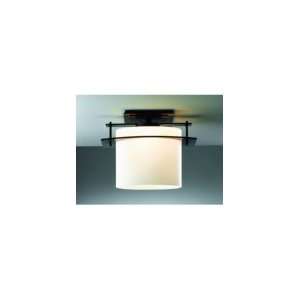   Ellipse 1 Light Outdoor Flush Mount in Opaque Bronze with Stone glass