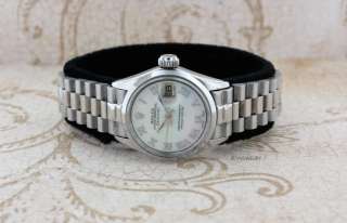   DATEJUST 18K/STAINLESS STEEL WHITE MOP ROMAN NUMERAL DIAL WATCH  