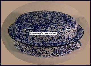   Enamelware 2 Pc 9x13 Oval Oven Roaster NEW with Lid & Side Handles