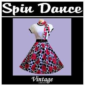 50s Rock n Roll Petticoat Skirt + Scarf Fancy Dress New  