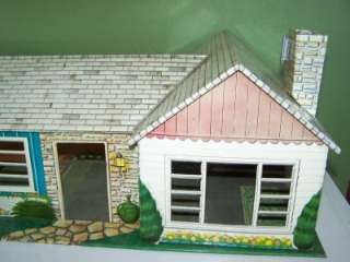 1950s Tin Litho Marx Brothers Ranch Style Dollhouse Well Played With 