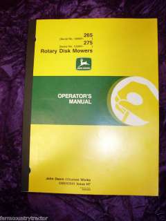 John Deere 265/275 Rotary Disk Mower Operators Manual  