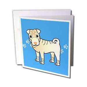 com Janna Salak Designs Dogs   Cute Chinese Shar Pei Cream   Blue Paw 