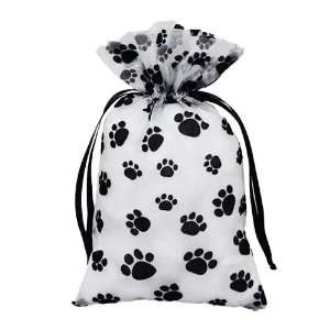 Puppy Paw Print Sheer Organza Favor Pouch Party Gift Bags 12 Piece Set 