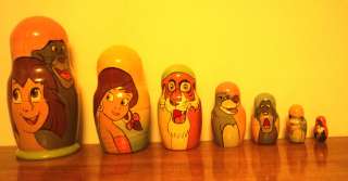Russian Handmade 7pcs. Nesting Dolls Set Disney Jungel Book 