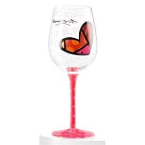  Romero Britto Wine Glass   Red Polka Dot 