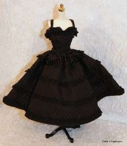 Barbie Doll Silkstone Black Lacy Fashion Dress, Slip & Shoes  