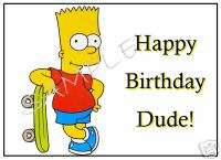 Edible Cake Image BART Simpson Happy Birthday Dude Rec  