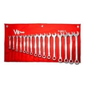 V8 Tools Inc VT9317 17 Piece Metric Standard Length Combo Wrench Set 