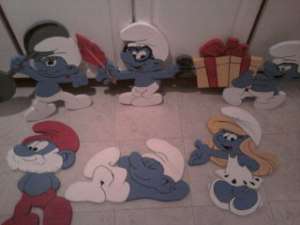 SMURFS WOODEN LAWN OR WALL DECOR  