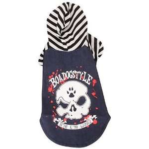 Hooded Punk Style Pet Dog Clothes Coat w/ Black and White Stripes Size 