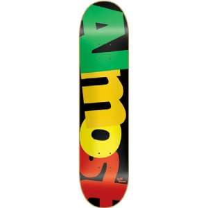 Almost Stacked Cracked Skateboard Deck   7.75 Black/Rasta  