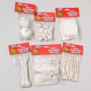  Assorted White Rawhide Dog Toys Case Pack 144   445252 