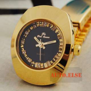   Stainless Steel Band Black Diamond Dial Luxury Quartz Wrist Watch