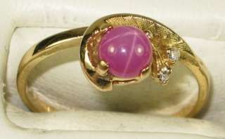   Yellow Gold .83ctw RARE Star Ruby & G VS Diamond Ring Sz 6.5  