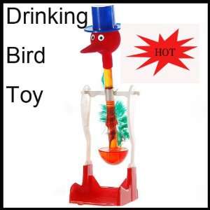    New Novelty Glass Drinking Dipping Dippy Bird Red