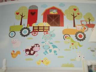   BARNYARD TRACTOR ANIMALS BARN PEEL AND STICK WALL DECALS RMK1604SCS