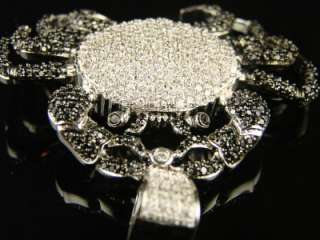 FULLY ICED OUT BLACK AND WHITE CZ CRAB PENDANT CROSS  