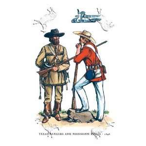 Texas Rangers and Mississippi Rifles, 1846 by unknown. Size 17.75 X 26 