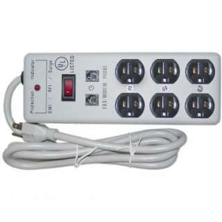 Surge Protector, 6 Outlet, 3 MOV, EMI & RFI with Modem Protector, 6 ft 