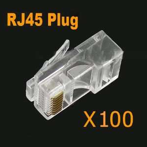   100 Pcs RJ45 WE/SS 8P8C Modular Plugs Network Connector Electronics