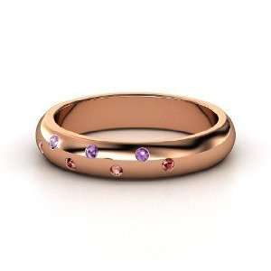   Night Band, 14K Rose Gold Ring with Amethyst & Red Garnet Jewelry