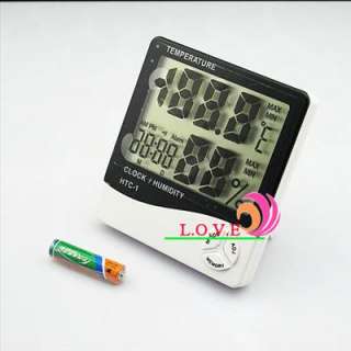 Digital LCD Temperature Humidity Hygrometer Thermometer Clock Meter 