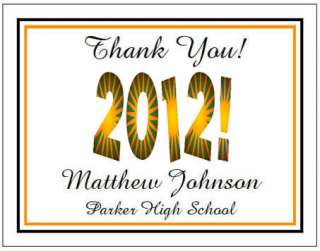 GRADUATION Class 2012 Thank You Personalized Party Note Cards  