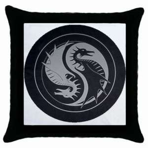 Yin Yang Chinese Dragon Throw Pillow Case  