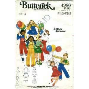  Butterick 4986 Vintage Sewing Pattern Betsey Johnson Girls 