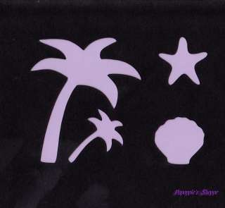Stencil Palm Tree Tropical Clam Starfish   