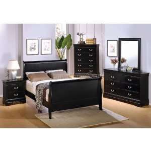   Furniture Saint Laurent Sleigh Bedroom Set (Black) (King) 201071KE