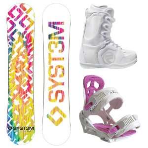  System Mai Tie Dye 2012 Womens Snowboard Package with 