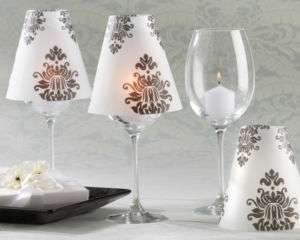24 Vellum Damask Wine Glass Shades Wedding Favors  