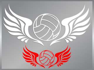 VOLLEYBALL with Tribal Wings cut vinyl decal up to 12  