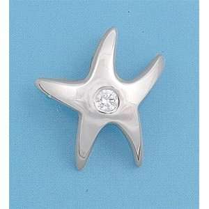  Sterling Silver & CZ Fancy Starfish Pendant Jewelry