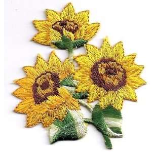   Yellow w/Brown Center   Iron On Embroidered Applique 
