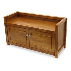  Walnut 2 Door Storage Bench   Winsome 94040