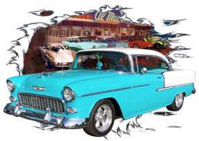 You are bidding on 1 1955 Blue Chevy Bel Air Custom Hot Rod Diner 