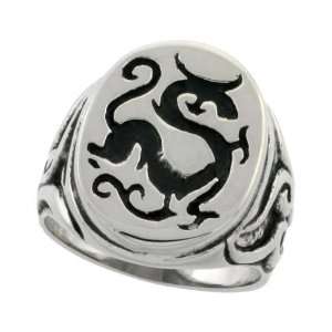 Surgical Steel Dragon Goth Ring Blackened finish 7/8 in. (23mm) wide 