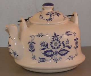 Vintage Blue White Ceramic Onion Teapot Japan Chadwick  