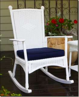 Outdoor Patio Furniture 3 Piece White Wicker Rocker Set  