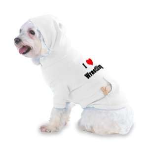  I Love/Heart Wrestling Hooded (Hoody) T Shirt with pocket 