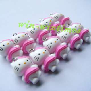 RARE 10 pcs SANRIO Hello Kitty cat pink dance DIY Plastic Charms 