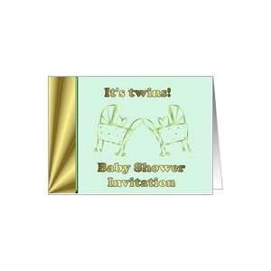  Baby shower for twins with two baby prams strollers Card 