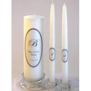  Monogrammed Oval Wedding Unity Candles Set