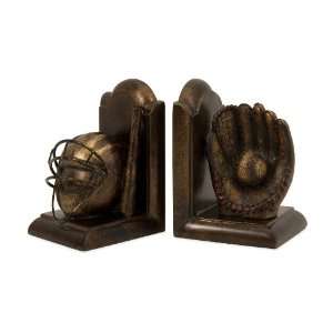  Antique Finish Baseball Bookends   Set of 2