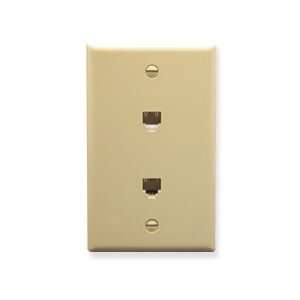  New ICC Flush Wall Plate Double Voice Jacks 6p6c Ivory 
