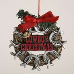   West Horseshoe Wreath Cowboy Christmas Ornaments