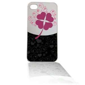    Pink Heart Clover iPhone 4/4s Cell Case White 